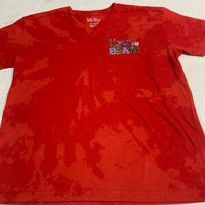 Teen July 4th USA Patriotic Red T-Shirt Size XL Youth 18/20 VNeck HonorThe Brave